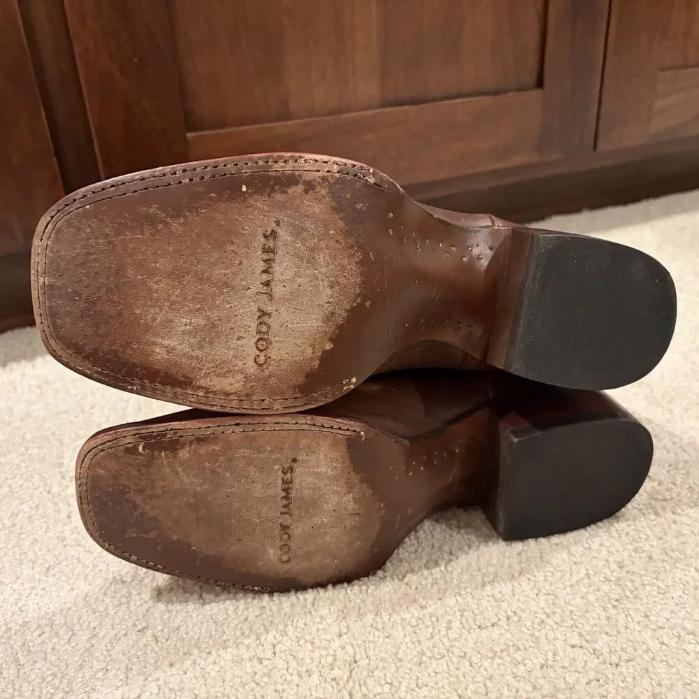 EUC Cody James Men’s Harper Western Boots Size 10.5 Brown Square Toe Cowboy